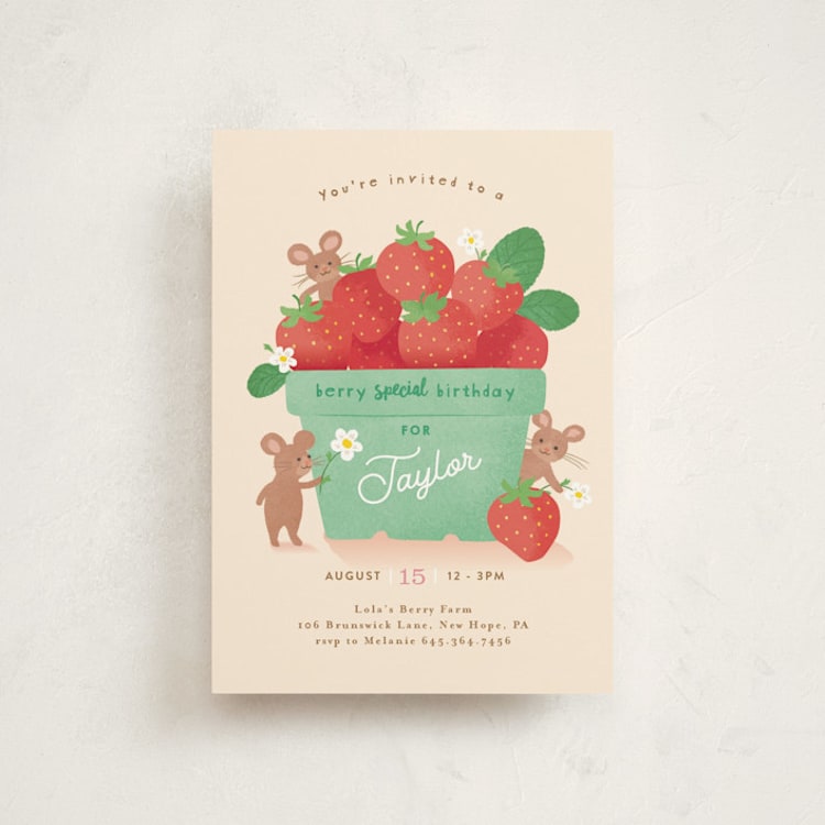 "Berry special" - Children's Birthday Party Invitations in Vanilla by Jennifer Wick - Front