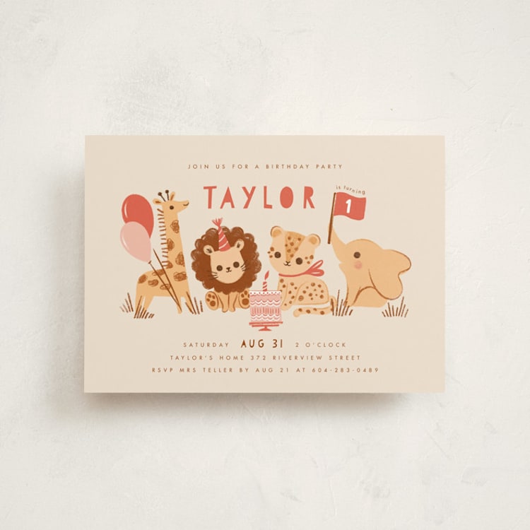 "It's a party" - Children's Birthday Party Invitations in Poppy by Vivian Yiwing - Front