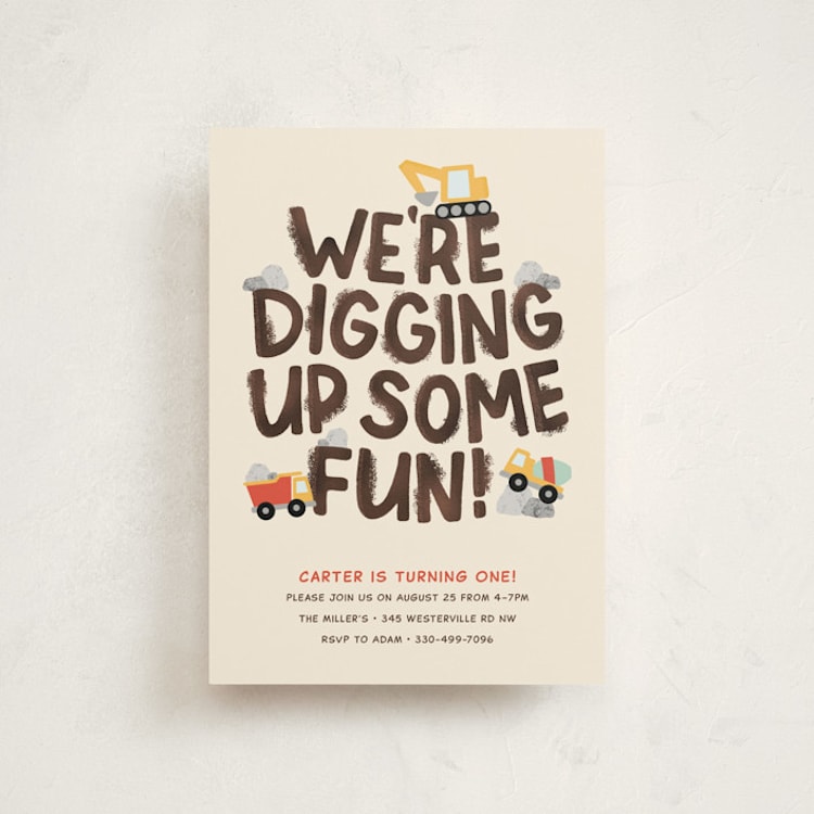 "Digging" - Children's Birthday Party Invitations in Dirt by Megan Cash - Front