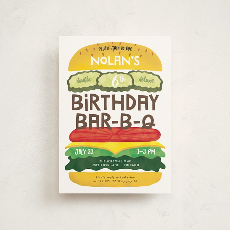"Birthday Burger" - Children's Birthday Party Invitations in Classic by Lehan Veenker - Front