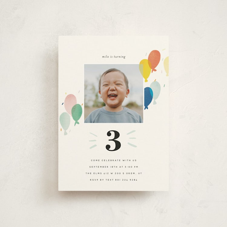 "balloon overlay" - Children's Birthday Party Invitations in Sea by Stephanie Hawkes - Front