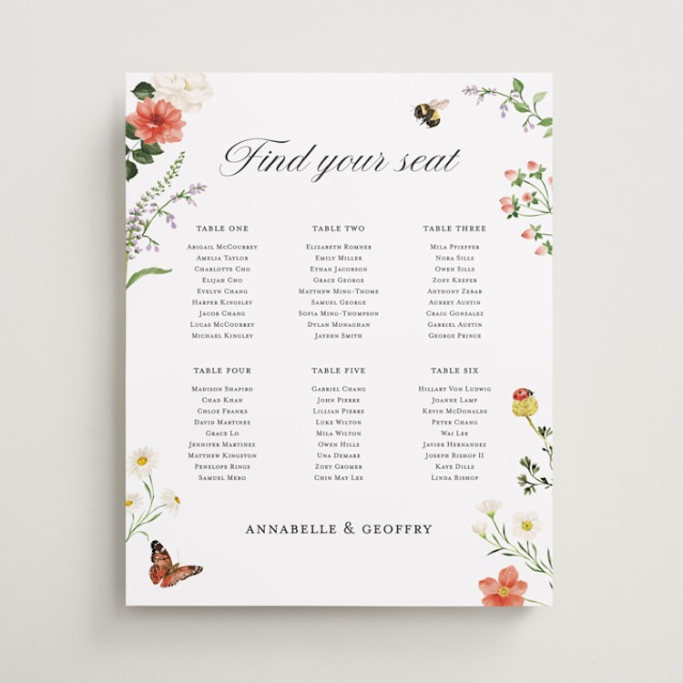 "Fleur" - Custom Seating Charts in Verona Sunset by Sarah Knight - Front