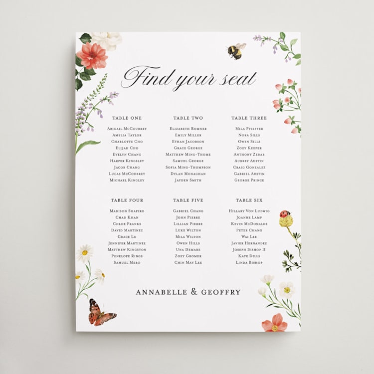 "Fleur" - Custom Seating Charts in Verona Sunset by Sarah Knight - Front