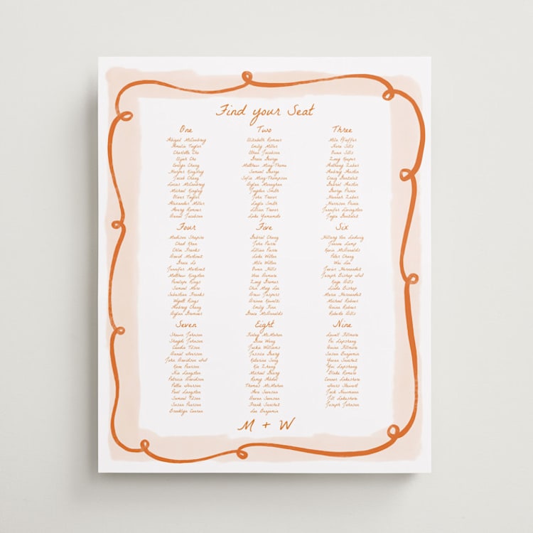 "Giardino" - Custom Seating Charts in Flame by Pati Cascino - Front