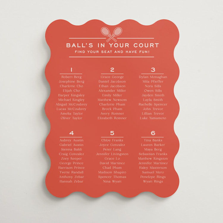 "Racquet" - Custom Seating Charts in Verona Sunset by Megan Davis - Front