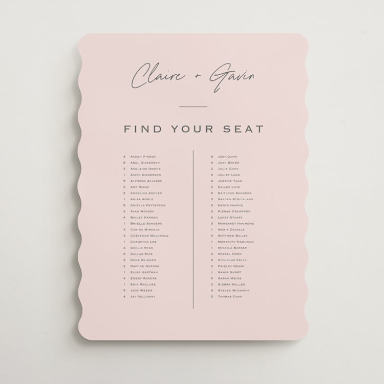 "Chic Names" - Custom Seating Charts in Blush by Carolyn MacLaren - Front