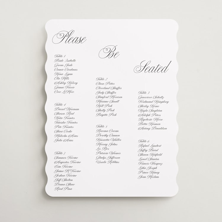 "Simple Script" - Custom Seating Charts in Tuxedo by Studio Suku - Front