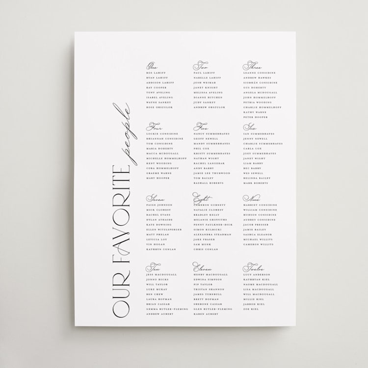 "Modern" - Custom Seating Charts in Silk by Hudson meet Rose - Front
