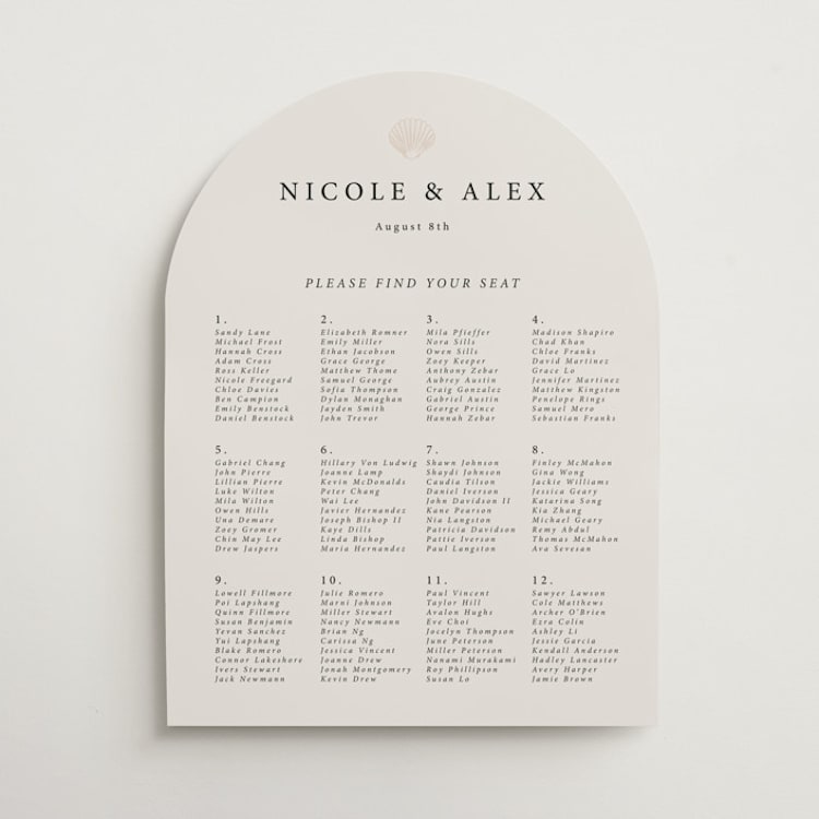 "Simple Seashell" - Custom Seating Charts in Sand by Hannah Bowman - Front