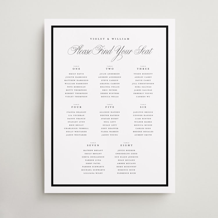 "The Day" - Custom Seating Charts in Noir by mo kelley - Front