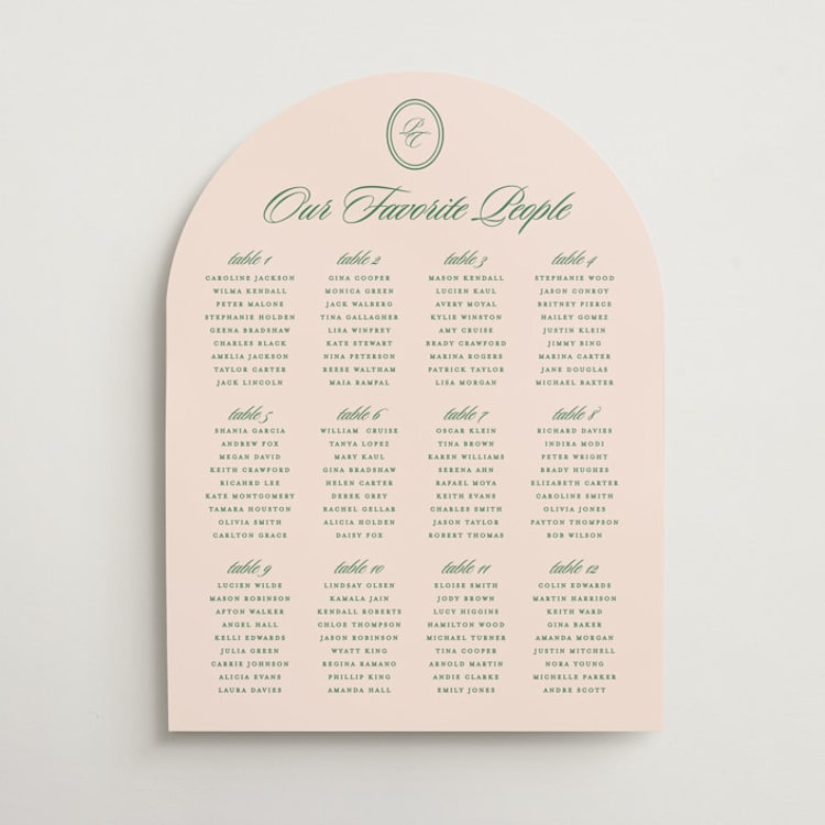 "Scripted" - Custom Seating Charts in Emerald by Creo Study - Front