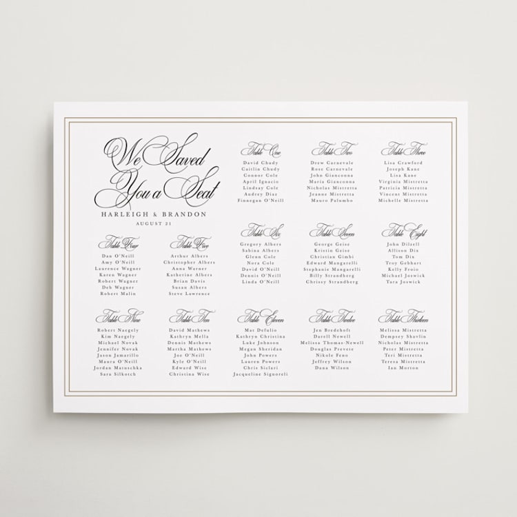 "Traditionalist" - Custom Seating Charts in Snow by Sarah Brown - Front