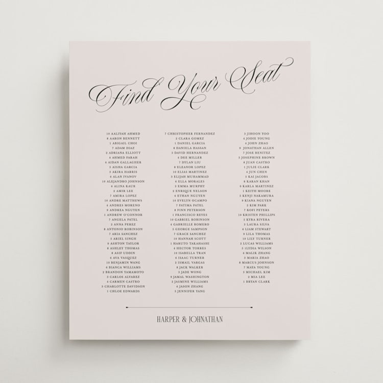 "Mirin" - Custom Seating Charts in Linen by Kate Ahn - Front