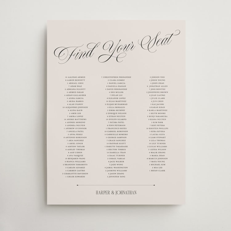 "Mirin" - Custom Seating Charts in Linen by Kate Ahn - Front