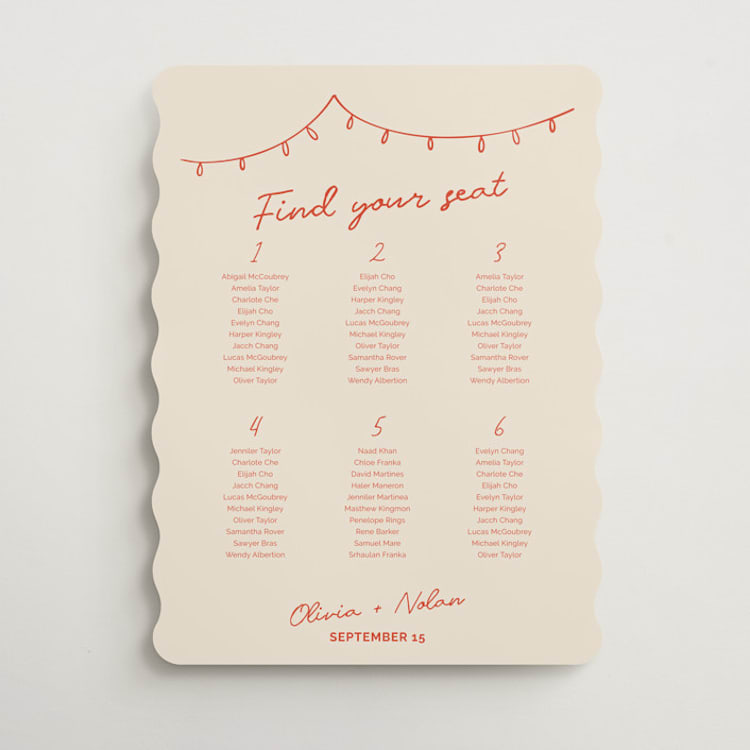 "Party On!" - Custom Seating Charts in Sangria Spark by Zove Ahhh - Front