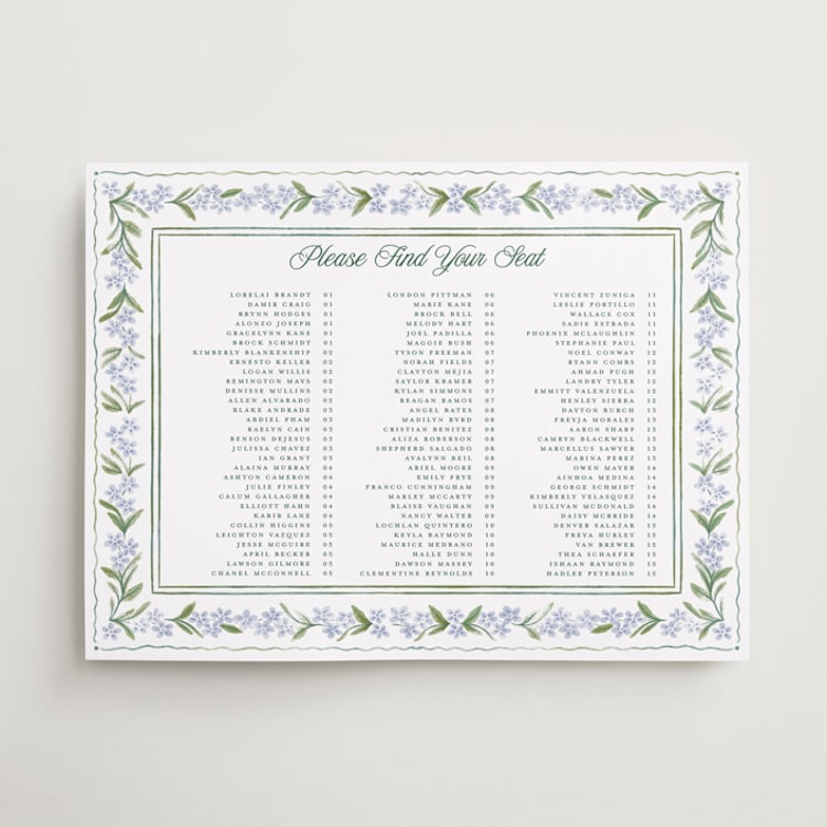 "Vintage Sketched" - Custom Seating Charts in Wisteria by Jenna Holcomb - Front