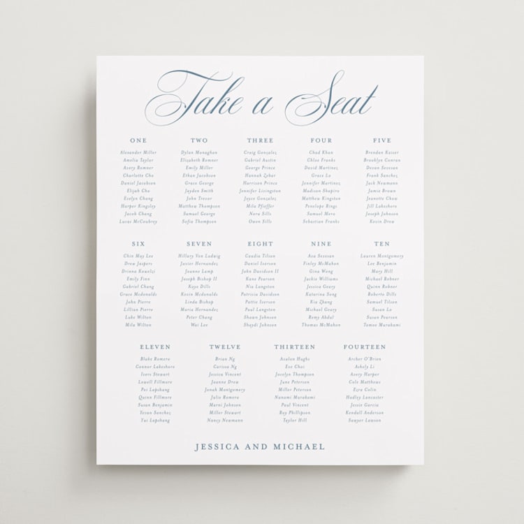 "Empire" - Custom Seating Charts in Dusty Blue by Jennifer Postorino - Front