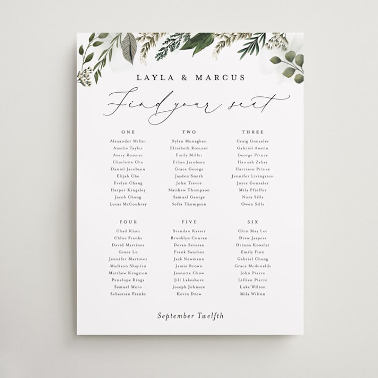 "Classic Love" - Custom Seating Charts in Vanilla by Susan Moyal - Front