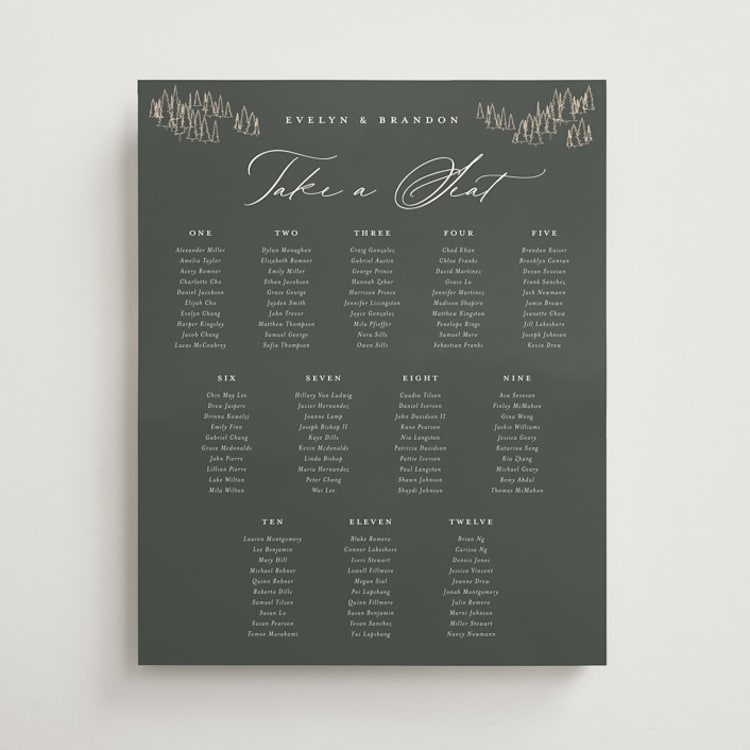 "Peaks" - Custom Seating Charts in Hunter by Sarah Brown - Front