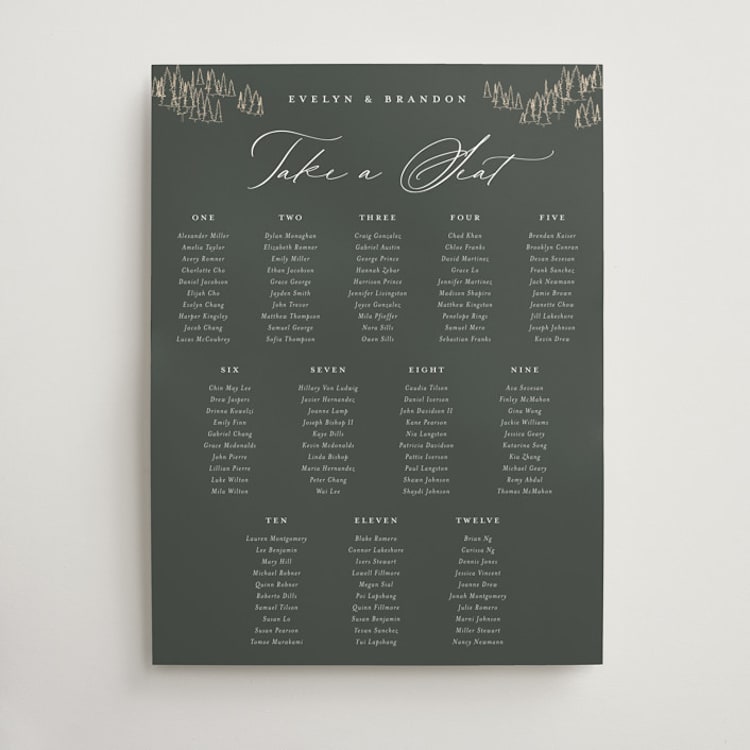 "Peaks" - Custom Seating Charts in Hunter by Sarah Brown - Front
