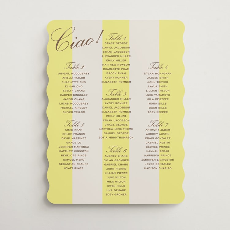 "Campania" - Custom Seating Charts in Limone by Megan Davis - Front