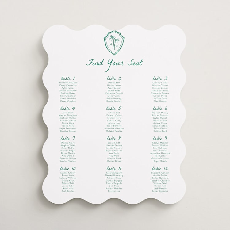 "Palm Tree Crest" - Custom Seating Charts in Palm by Erika Firm - Front