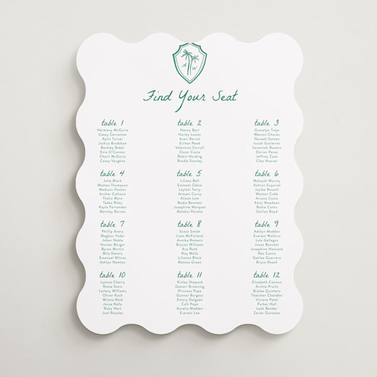 "Palm Tree Crest" - Custom Seating Charts in Palm by Erika Firm - Front