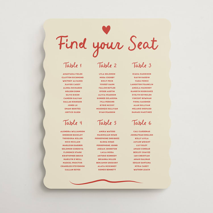 "Big Heart Wedding" - Custom Seating Charts in Cherry by Ani Somi - Front