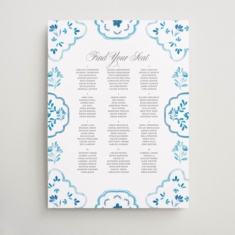 "Almafi" - Custom Seating Charts in Cerulean by Itsy Belle Studio - Front