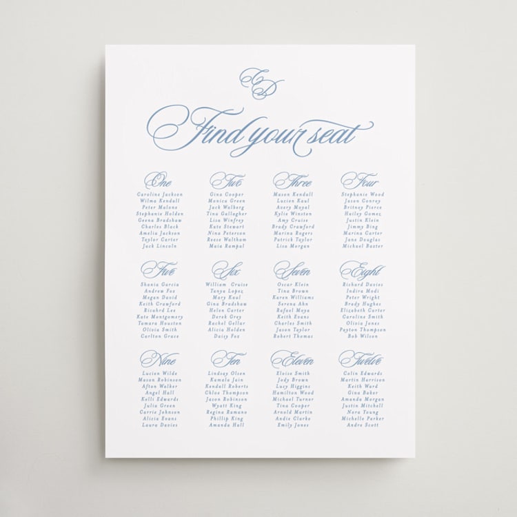 "Aristocratic" - Custom Seating Charts in Sky by Creo Study - Front