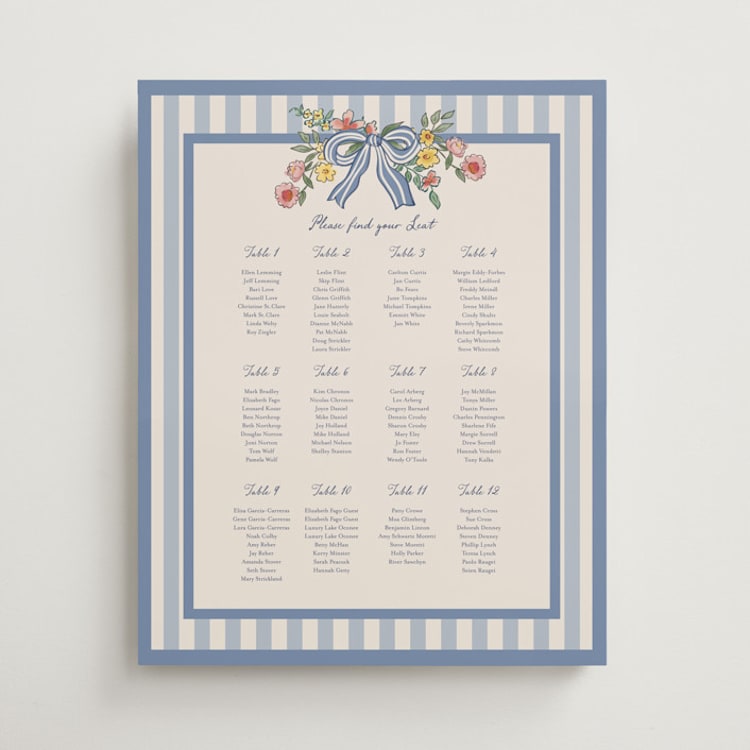 "A wedding in Low Country" - Custom Seating Charts in Cornflower by Chris Griffith - Front