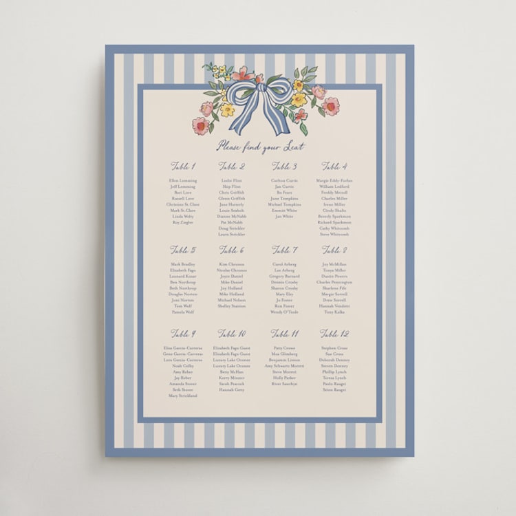 "A wedding in Low Country" - Custom Seating Charts in Cornflower by Chris Griffith - Front