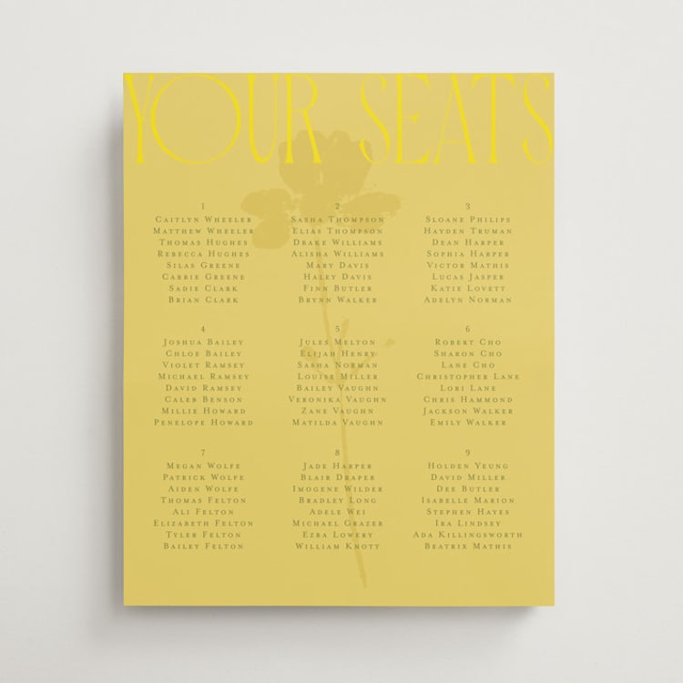 "Bloom" - Custom Seating Charts in Island Citrus by Morgan Kendall - Front