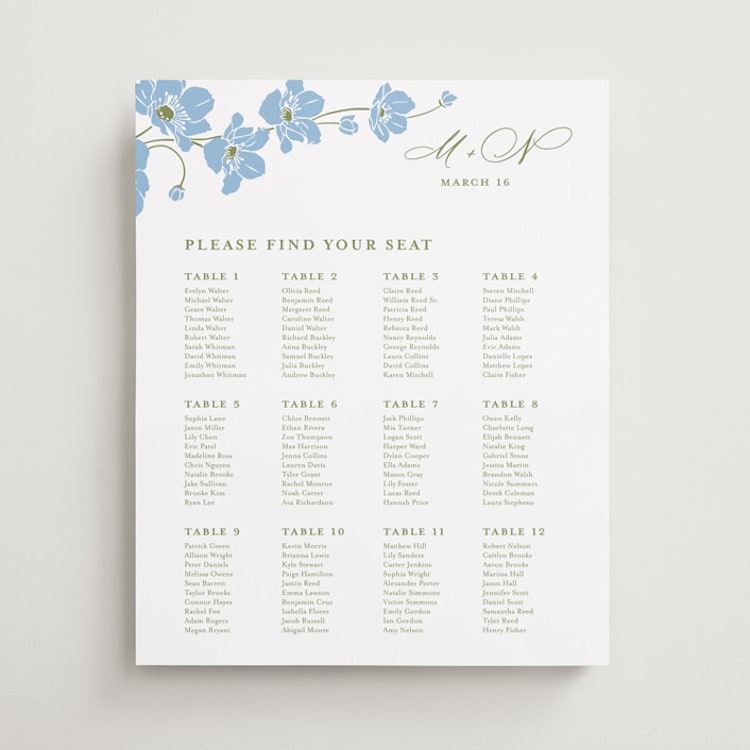 "Anemones" - Custom Seating Charts in Azure by letterfix - Front