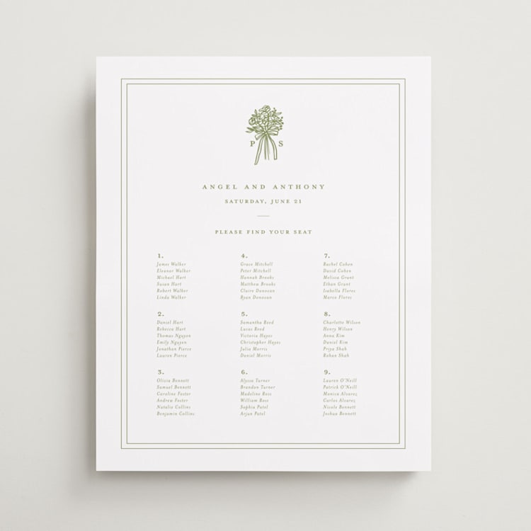 "wedding bouquet" - Custom Seating Charts in Pistachio by Lori Wemple - Front