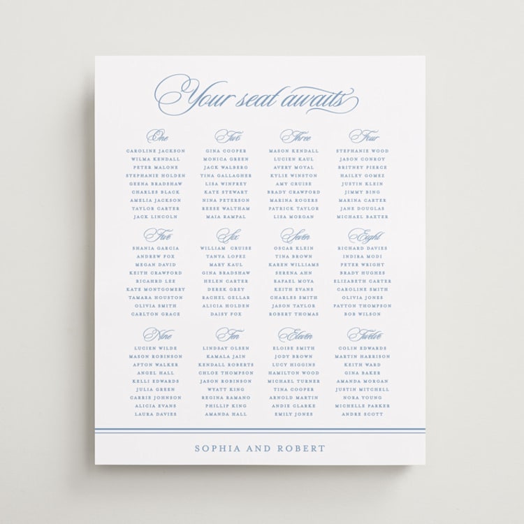 "POSH" - Custom Seating Charts in Ocean by Creo Study - Front