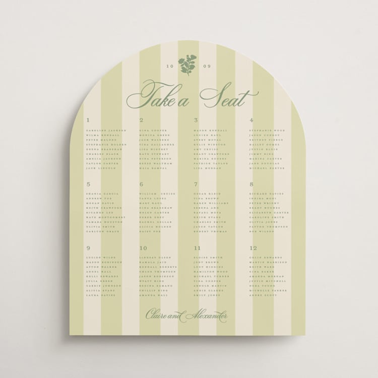 "Heirloom" - Custom Seating Charts in Citrine by Creo Study - Front