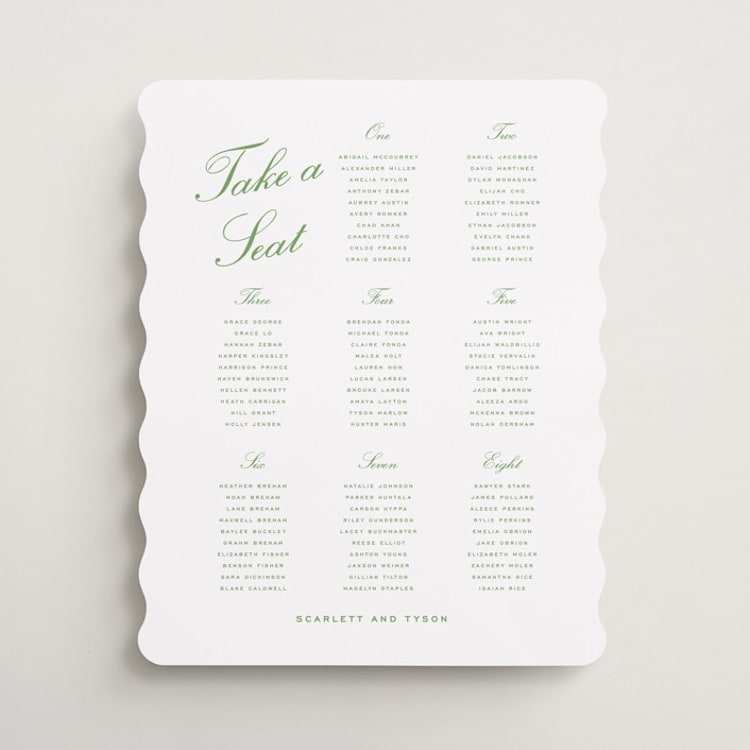 "Garden Trellis" - Custom Seating Charts in Sage by Angela Garrick - Front