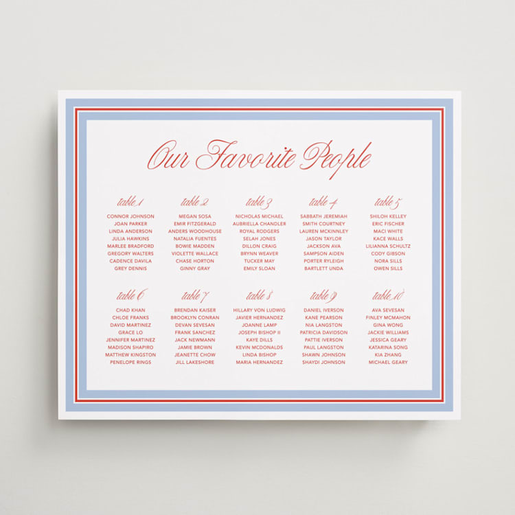 "Charm" - Custom Seating Charts in Strawberry by Kelly Watkins - Front