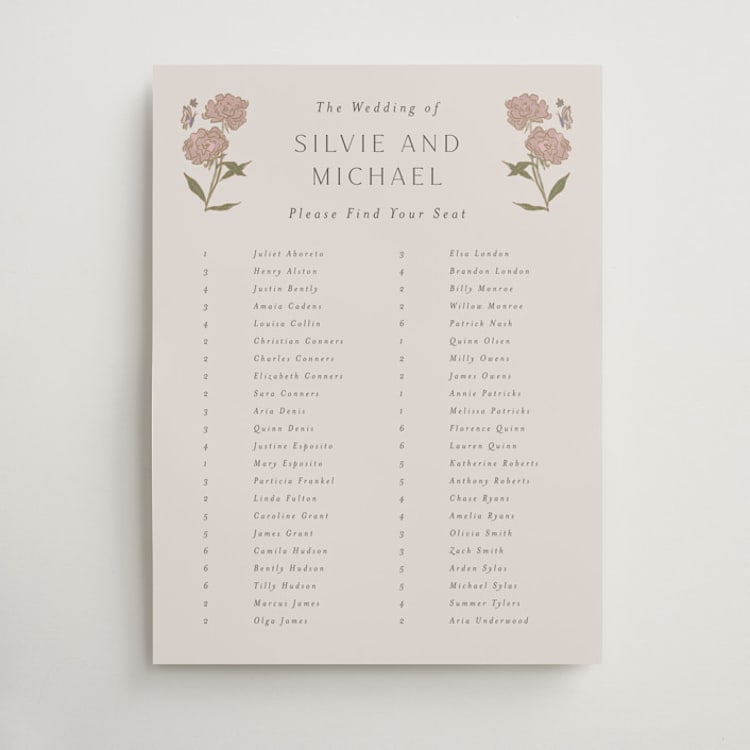"Parisian Garden" - Custom Seating Charts in Petal by Nicoletta Savod - Front