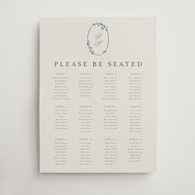 "grandeur" - Custom Seating Charts in Bluebell by Jen Owens - Front