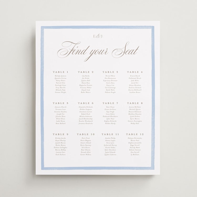 "Bristol" - Custom Seating Charts in Sky by Jennifer Wick - Front