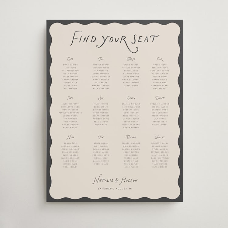 "Lovers" - Custom Seating Charts in Shadow by Pixel and Hank - Front