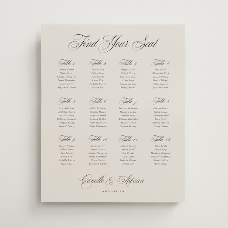 "the classic" - Custom Seating Charts in Champagne by Benita Crandall - Front