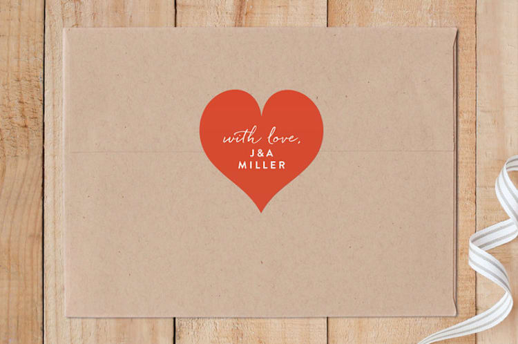"With Heart" - Custom Stickers in Tomato by Up Up Creative - Front