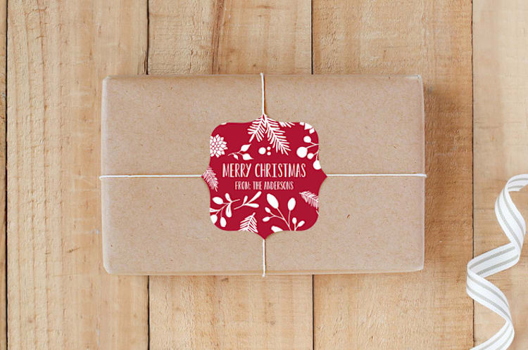 "Merry Christmas Leaf" - Custom Stickers in Holly by Jan Shepherd - Front