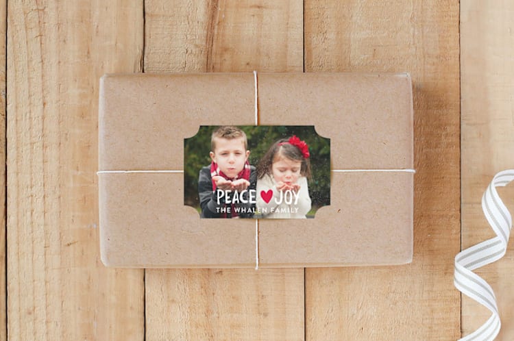 "Peace Love Joy" - Custom Stickers in Candy by Hooray Creative - Front