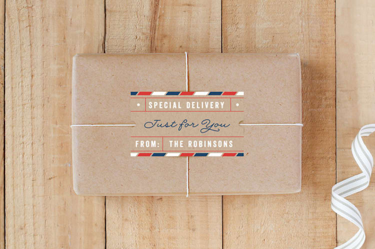 "Special Delivery" - Custom Stickers in Denim by Shirley Lin Schneider - Front