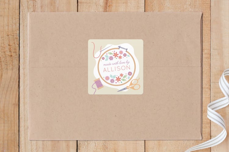 "Stitched Love" - Custom Stickers in Ivory by Laura Bolter - Front