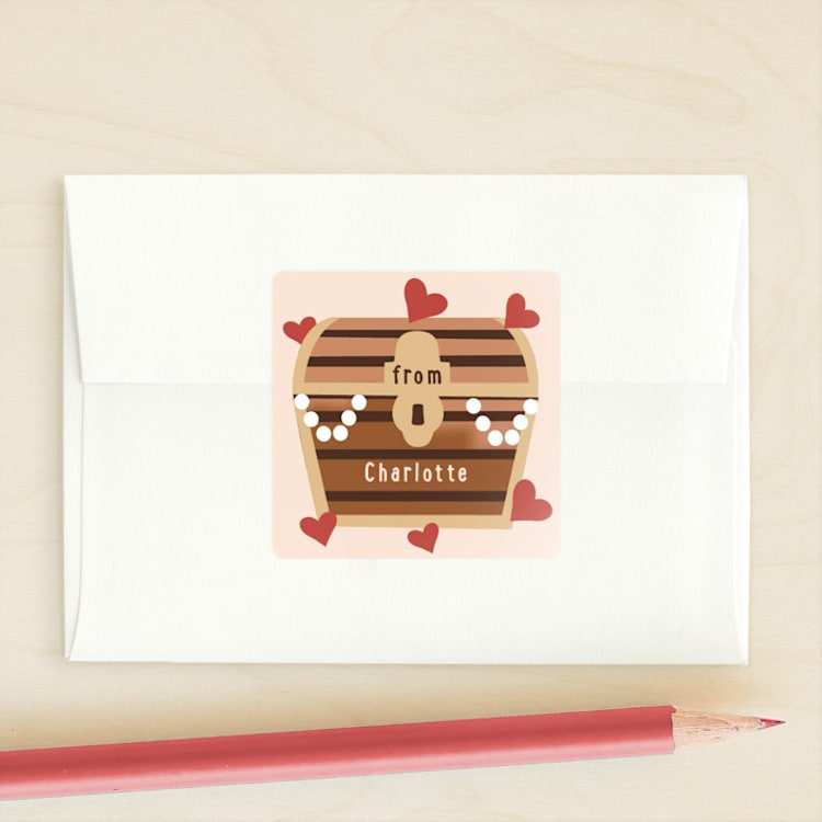 "You're A Treasure" - Custom Stickers in Peach by Jennifer Holbrook - Front